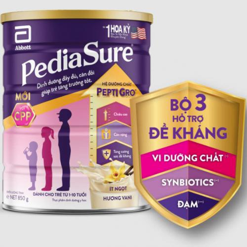 Sữa Bột Pediasure Lon 850g ít Ngọt (1-10 Tuổi)