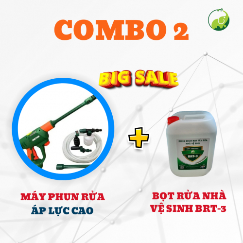 Combo 2: Máy Phun Rửa & Bọt Rửa Nhà Vệ Sinh BRT-3